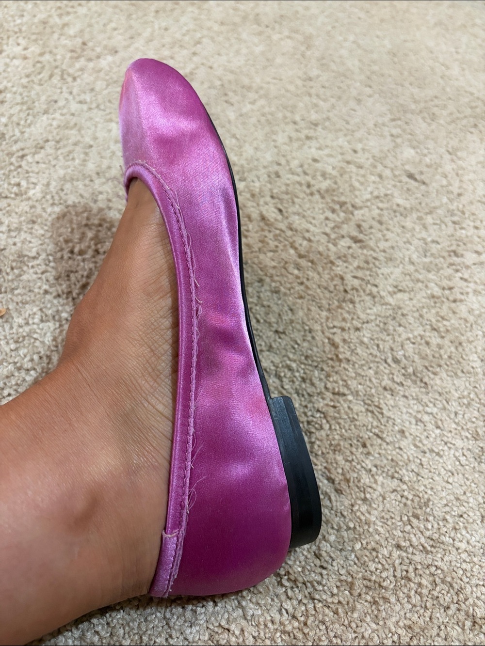 Made in Italy Women’s Pink Satin Ballet Flat, never worn